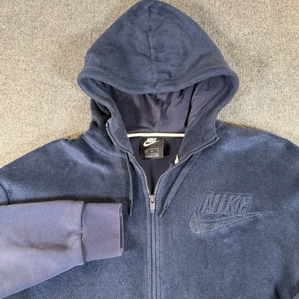 Nike Sportswear Mens Full Zip Fleece Hoodie Navy Blue 929117-451 Medium